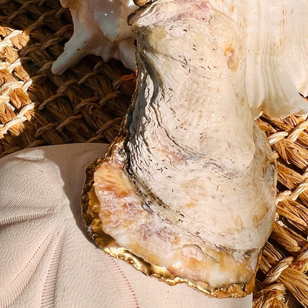 🐚 Gorgeous COSTAL handcrafted blue oyster shell-GOLD accents-freshwater PEARL! - Picture 8 of 9